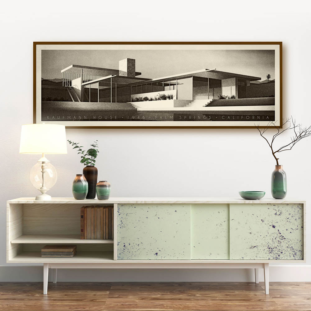 Kaufmann House Black and White Framed