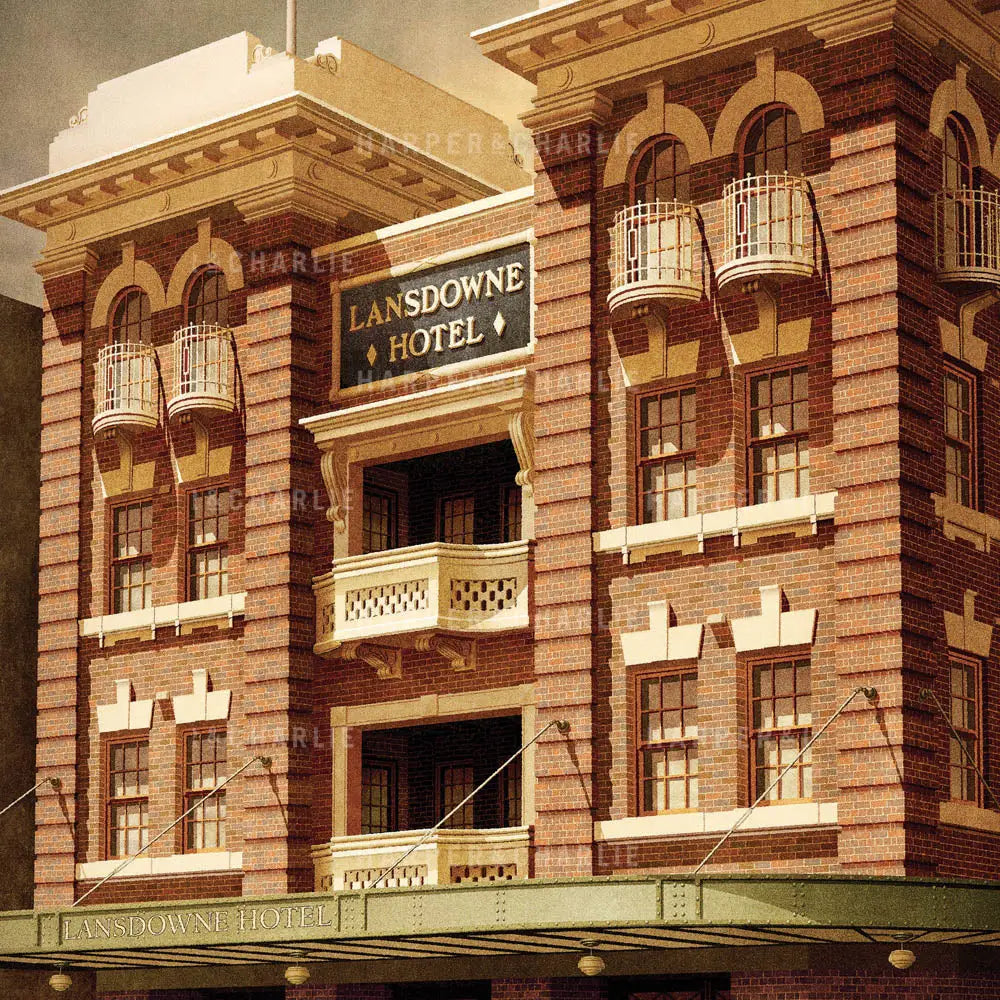 Lansdowne Hotel Sydney Colour Print Close Up View