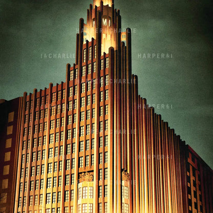 Manchester Unity Building colour print close up by Harper and Charlie
