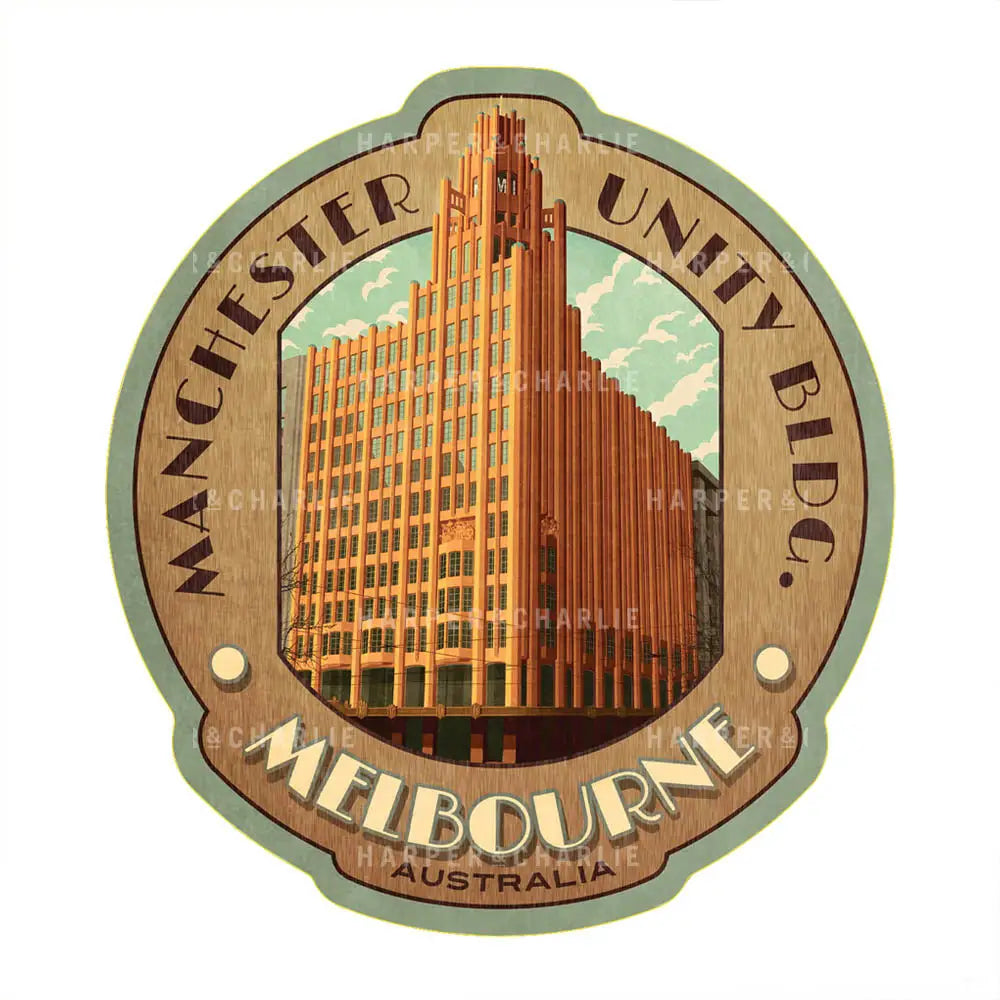 Manchester Unity Building Melbourne Travel Sticker by Harper and Charlie
