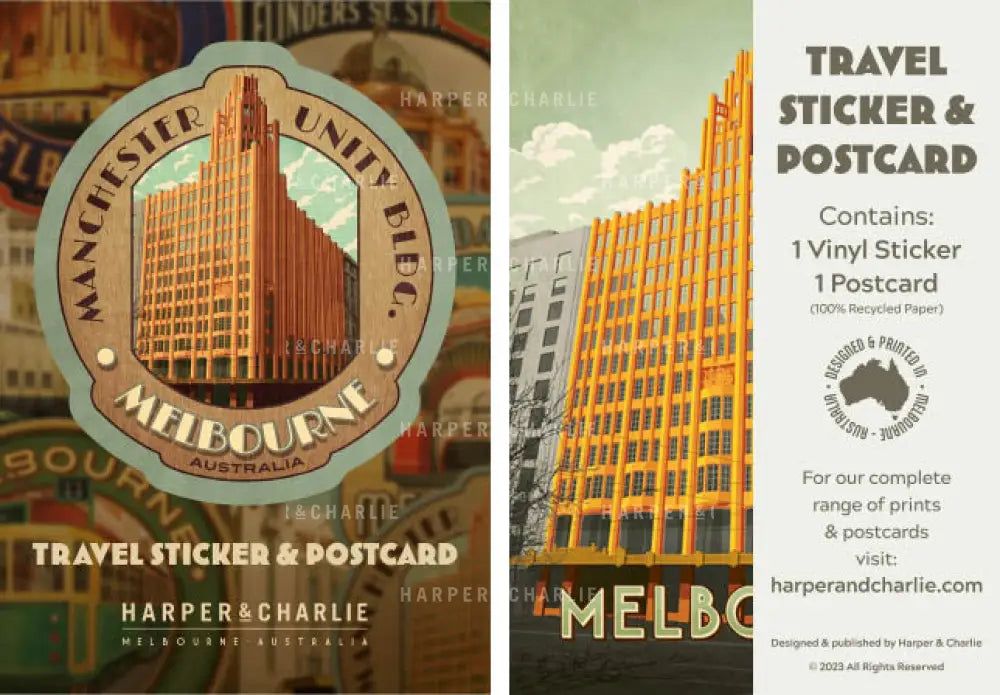 Manchester Unity Building Travel Sticker &amp; Postcard Pack