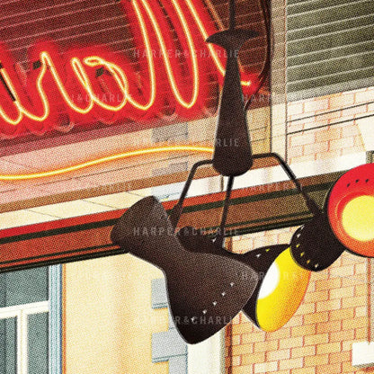 Brunswick Street, Fitzroy colour print, Vintage Melbourne Prints Close Up View