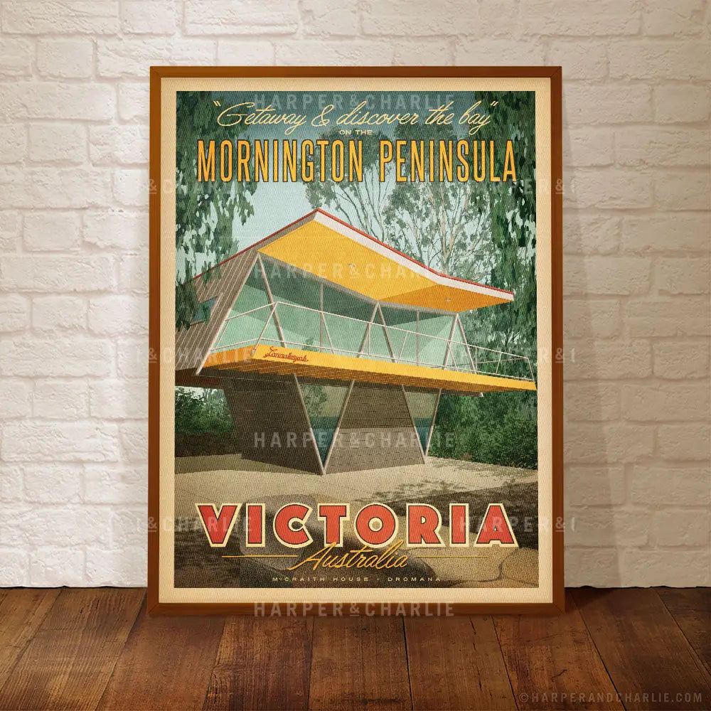 McCraith House, Dromana, Mornington Peninsula colour poster by Harper and Charlie