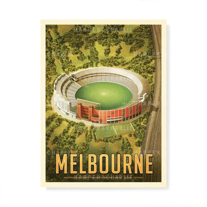 MCG Melbourne football portrait colour print by Harper and Charlie