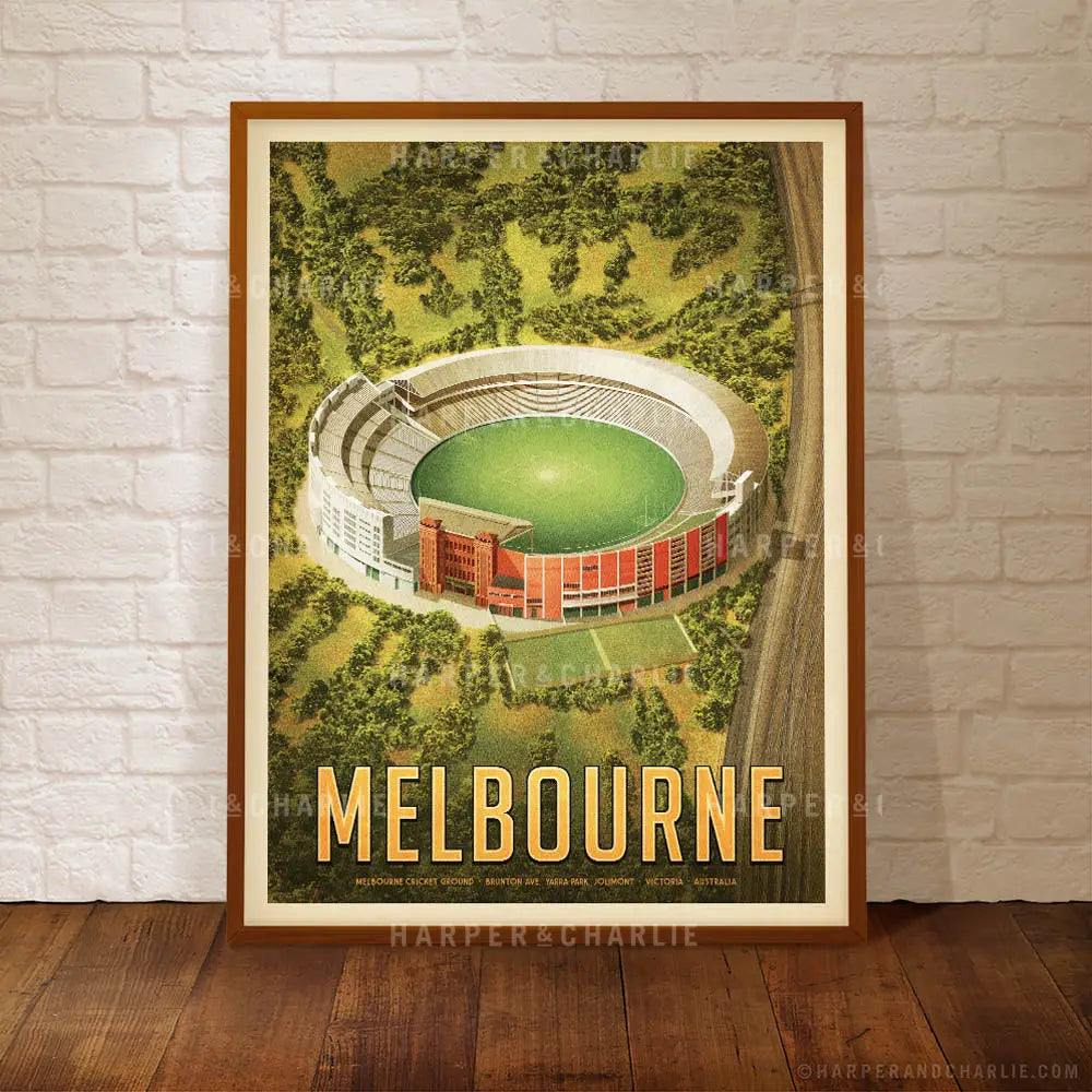 MCG Melbourne portrait colour print framed by Harper and Charlie