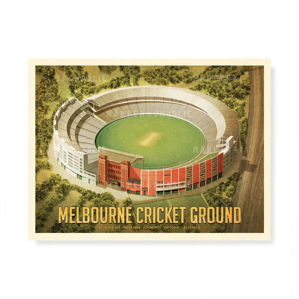 Melbourne Cricket Ground landscape colour print by Harper and Charlie
