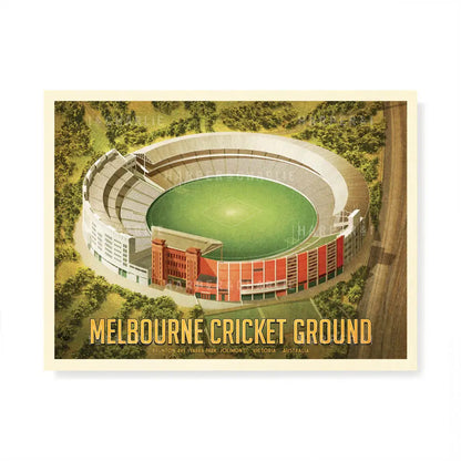 Melbourne Cricket Ground landscape football colour print by Harper and Charlie