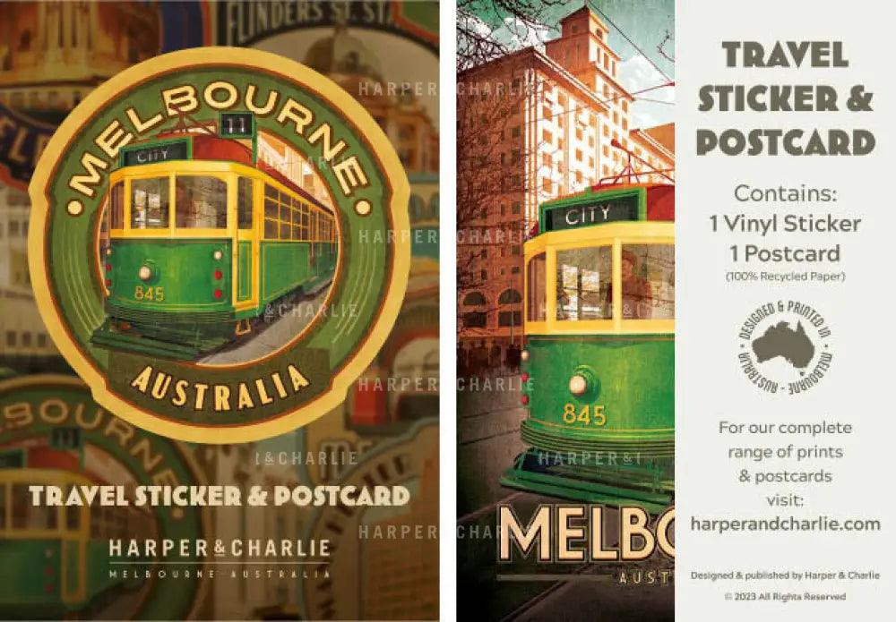 Melbourne Tram Travel Sticker &amp; Postcard Pack
