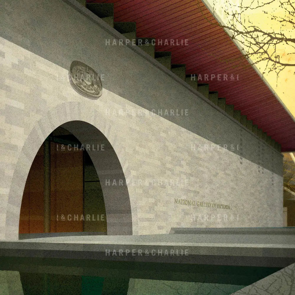 National Gallery of Victoria Melbourne illustration close up view