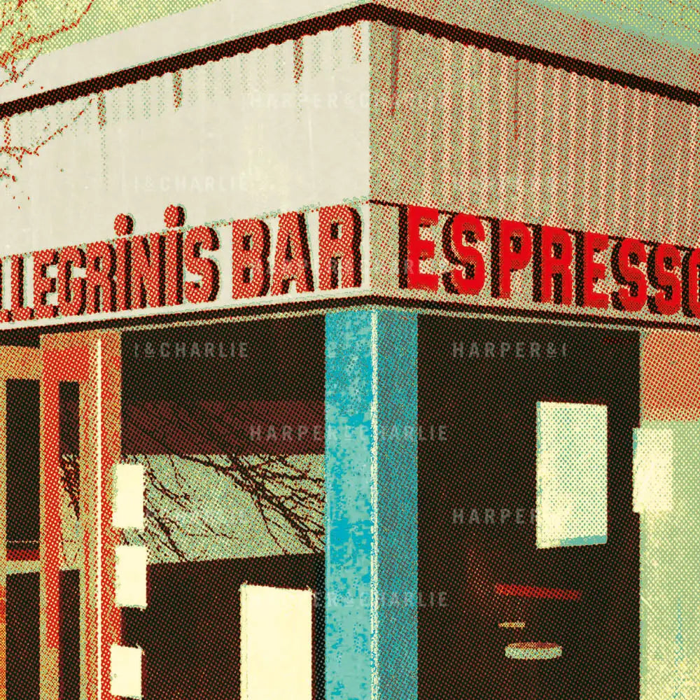 Pellegrinis bar Melbourne colour print green close up view by Harper and Charlie