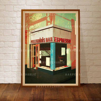 pellegrinis Melbourne colour print green framed by Harper and Charlie