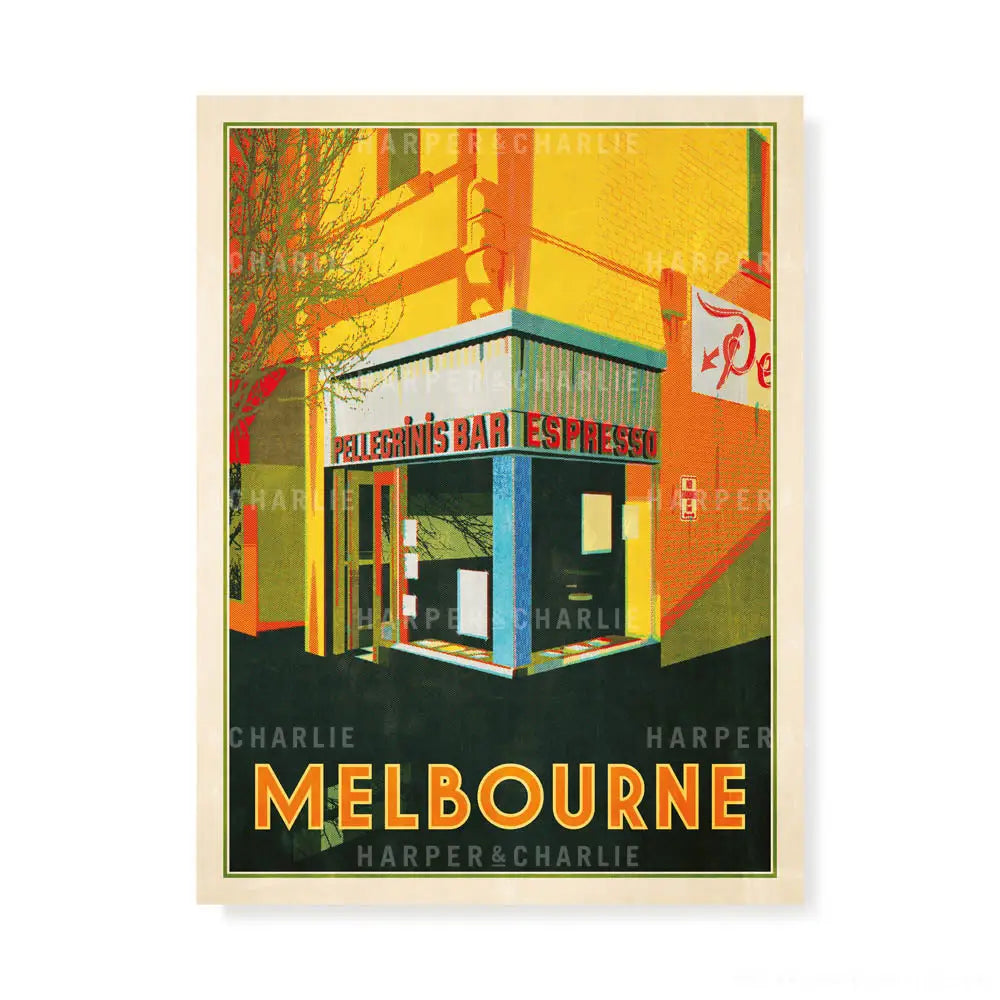 Pellegrinis Melbourne colour print yellow by Harper and Charlie