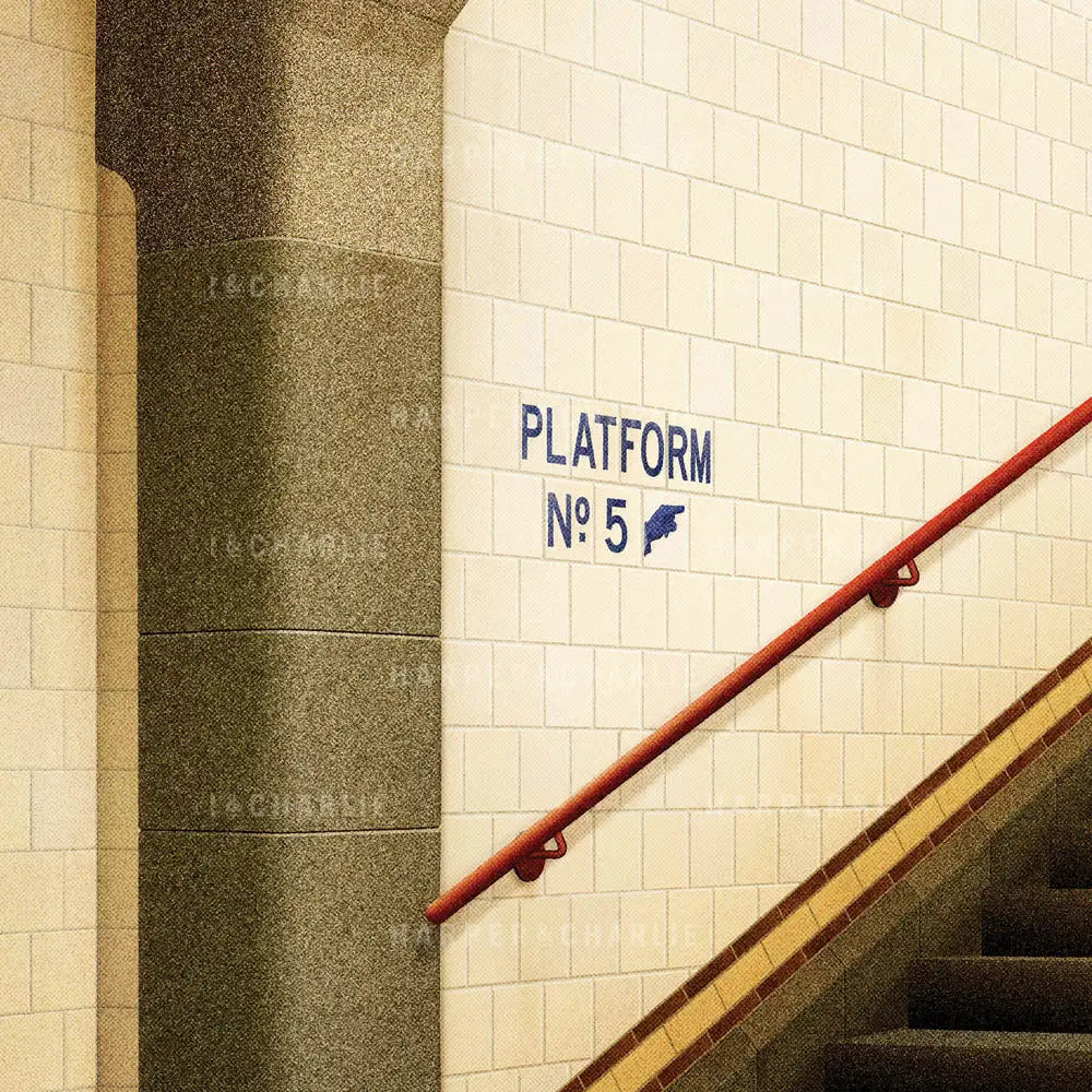 Platform No. 5, Flinders Street Station, Melbourne colour print close up view by Harper and Charlie