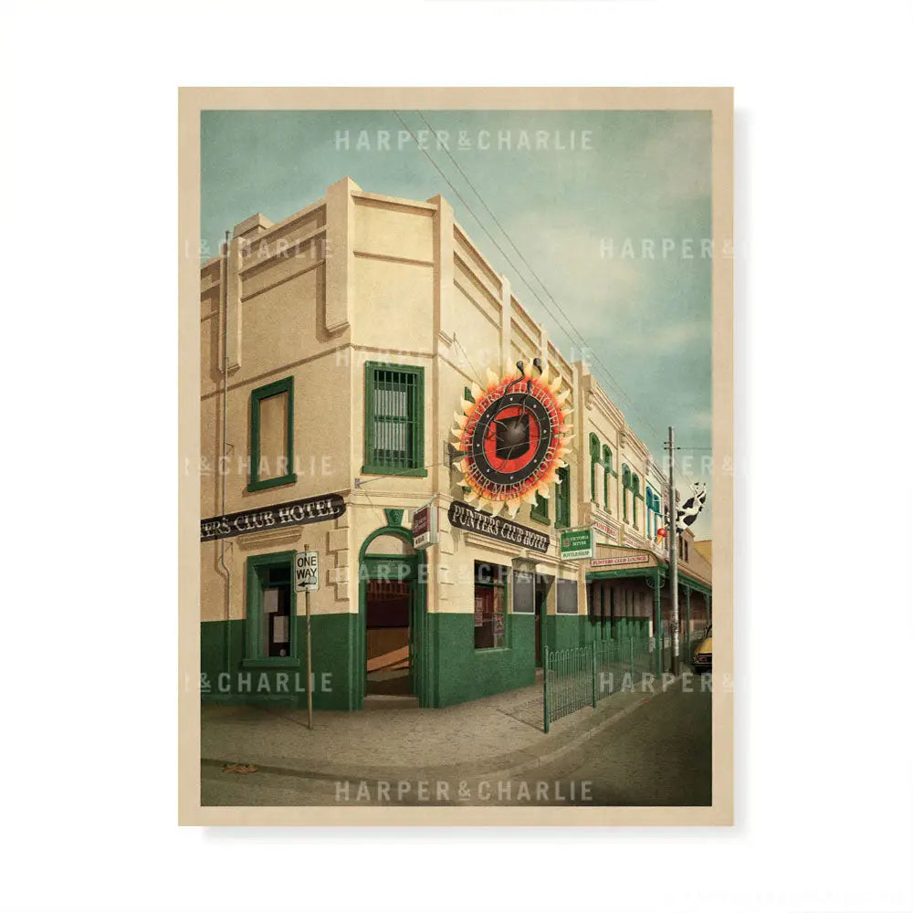 Punters Club, Brunswick Street, Fitzroy Colour Print by Harper &amp; Charlie