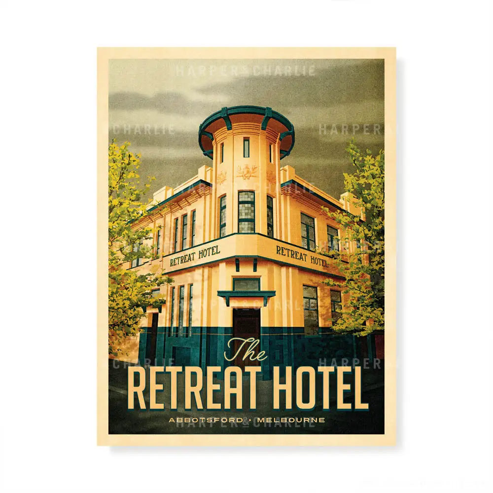 The Retreat Hotel, Abbotsford Melbourne print by Harper and Charlie