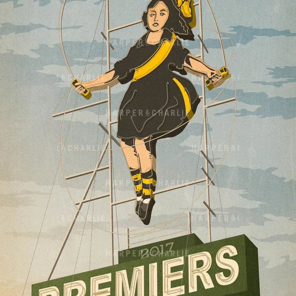 Richmond Skipping Girl 2017 Premiers colour print close up view