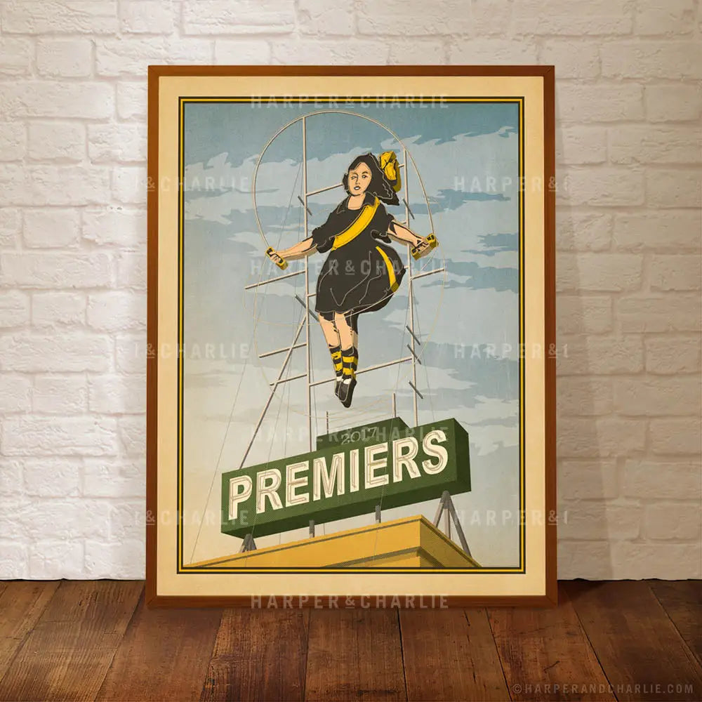 Richmond Skipping Girl 2017 Premiers framed colour print by Harper and Charlie