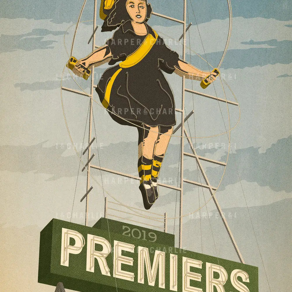 Richmond 2019 Premiers Skipping Girl Colour Print Close Up by Harper and Charlie