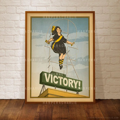 Richmond Victory Skipping Girl Print Colour Framed by Harper and Charlie