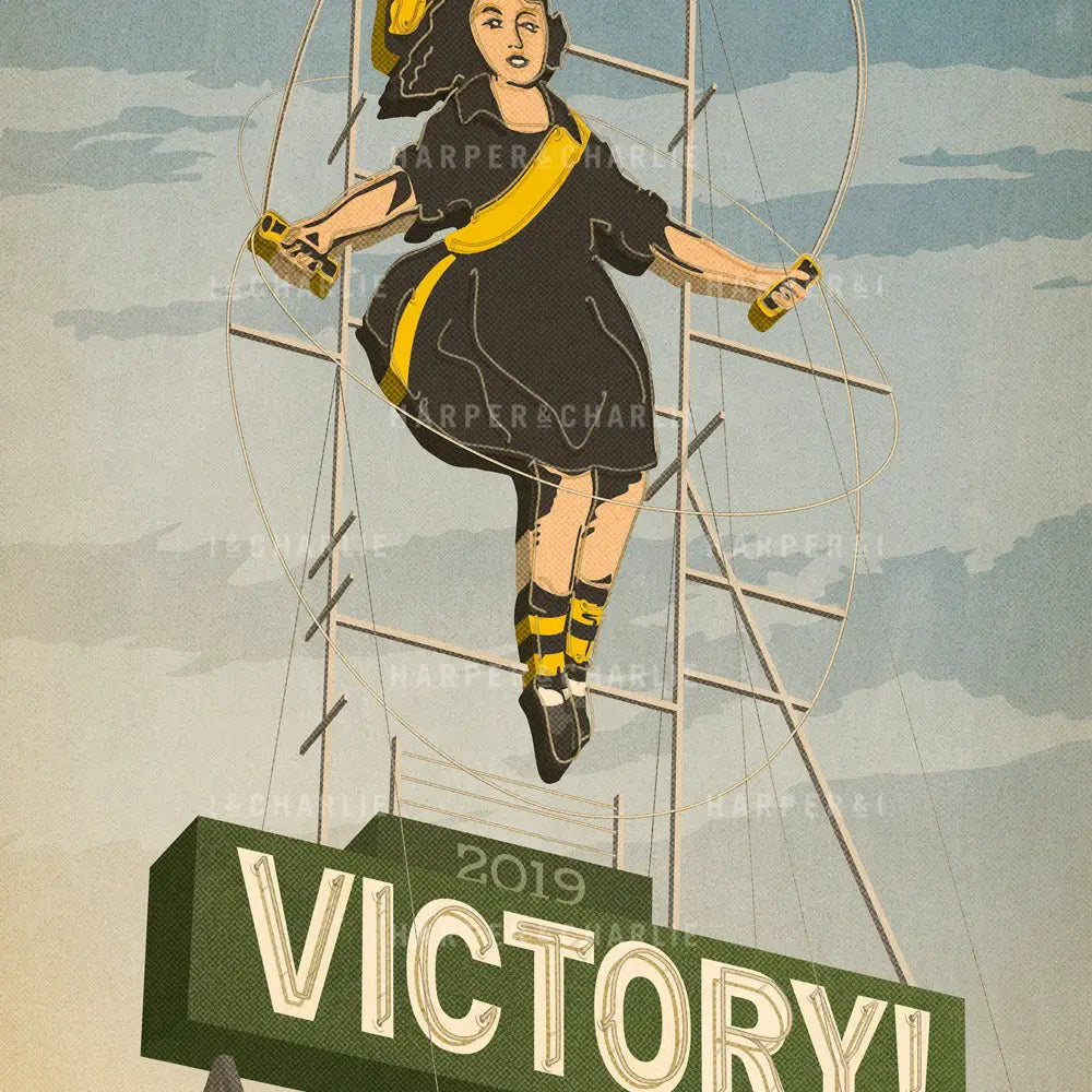 Richmond Victory Skipping Girl Print Close Up by Harper and Charlie