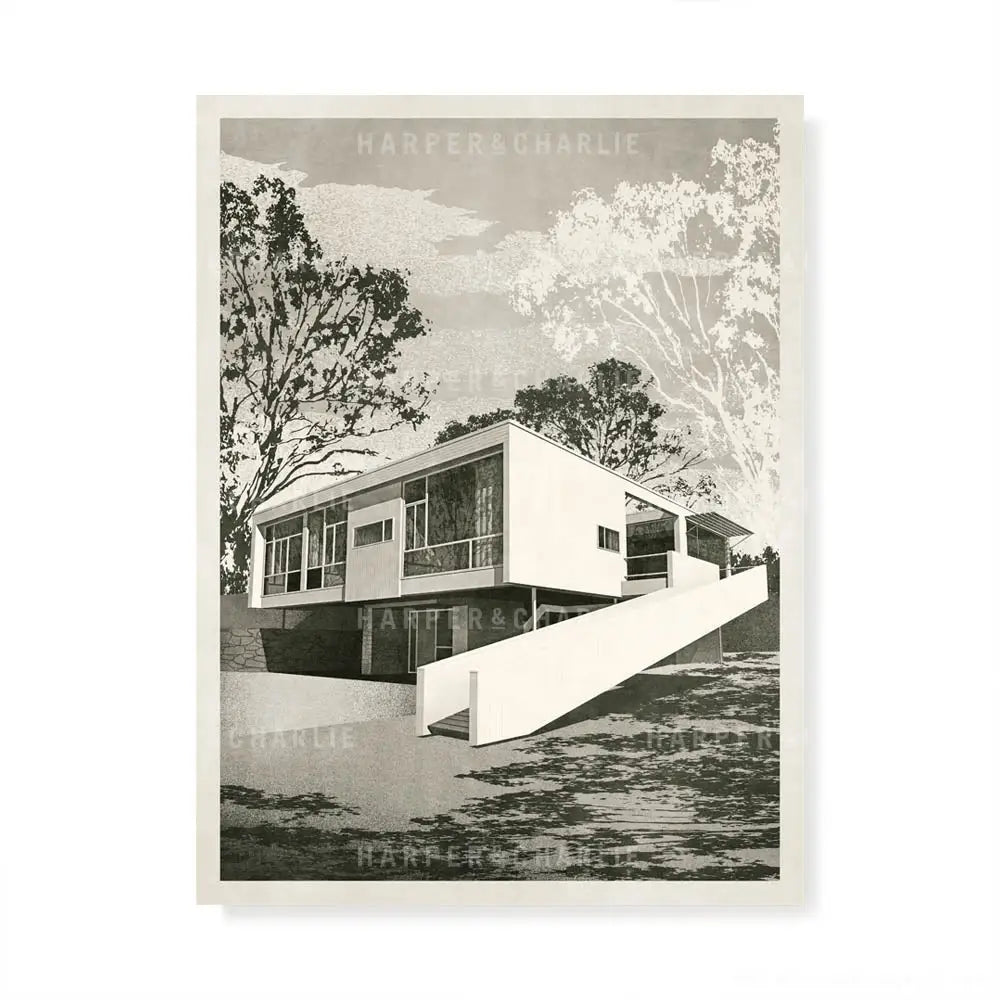 Rose Seidler House, Sydney Blance and White Print by Harper and Charlie