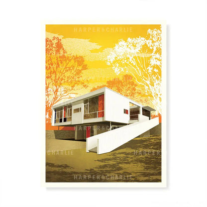Rose Seidler House, Sydney Colour Print Orange sky by Harper and Charlie
