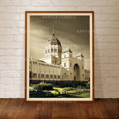 Royal Exhibition Building Grey Sky Framed Colour Print