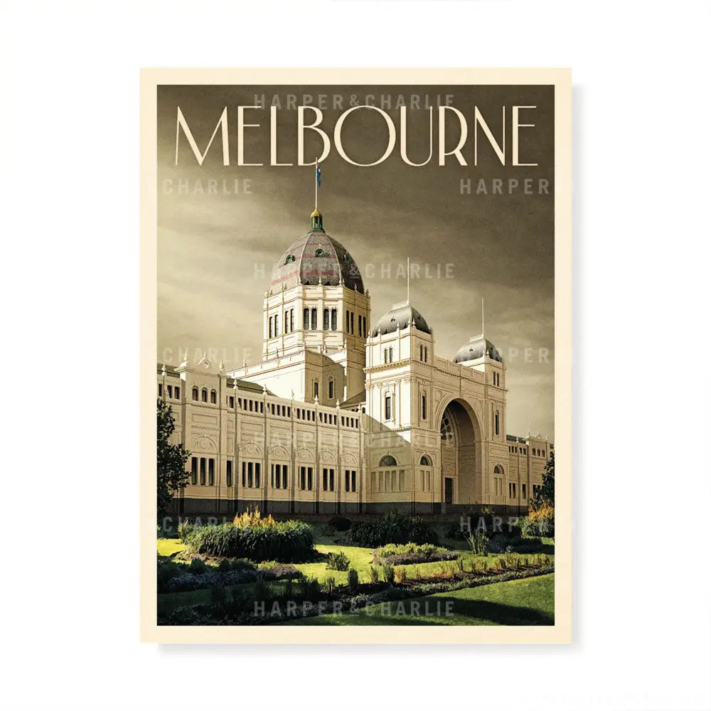 Royal Exhibition Building Melbourne Grey Sky Colour Print
