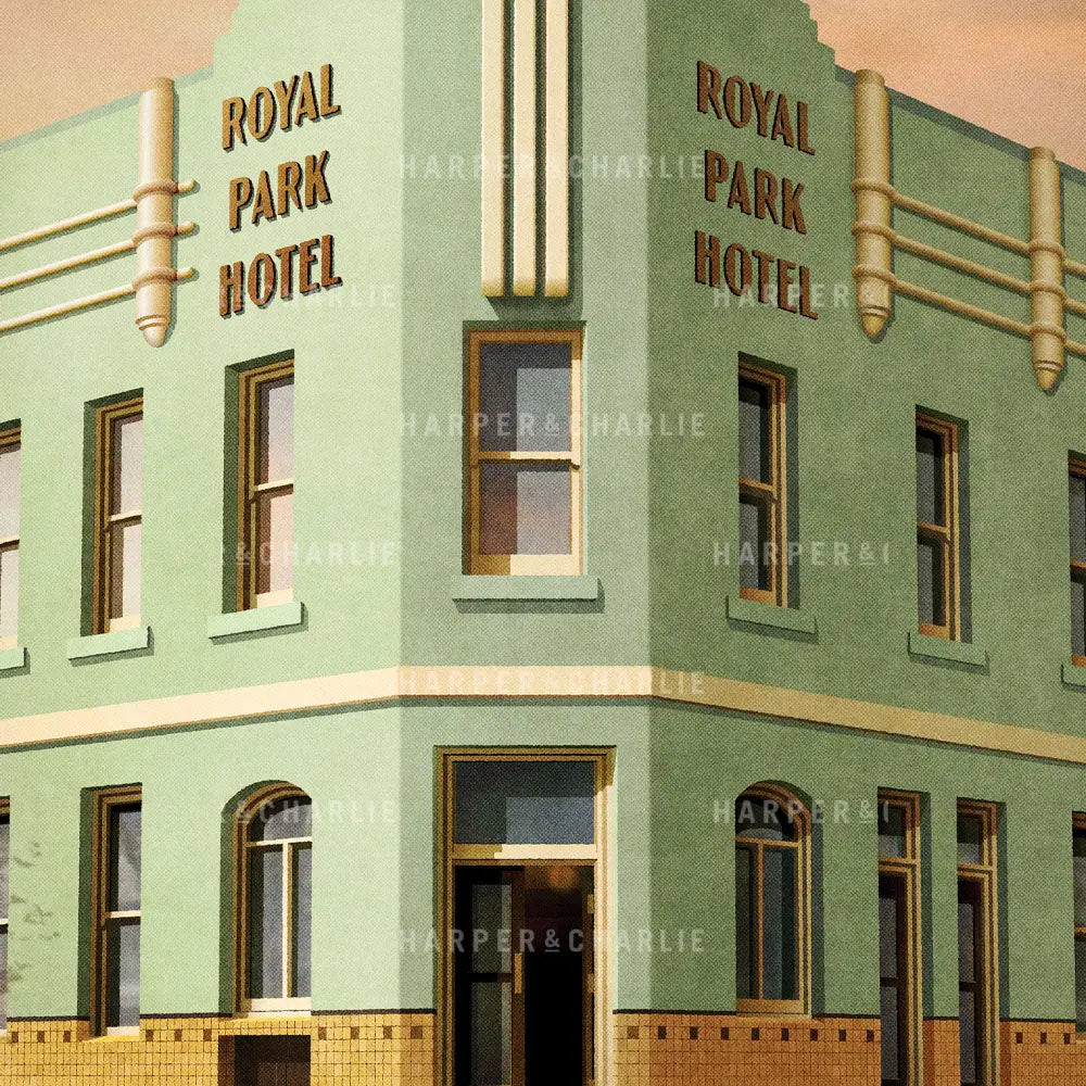 Royal Park Hotel North Melbourne Colour Print Close Up by Harper &amp; Charlie