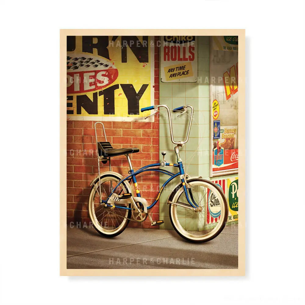 Saturday Afternoon Retro Australian Blue Dragster Print by Harper and Charlie