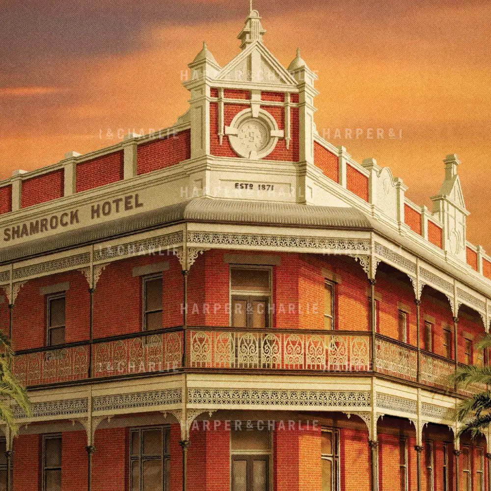 Shamrock Hotel Rochester Art Print Close Up View by Harper and Charlie