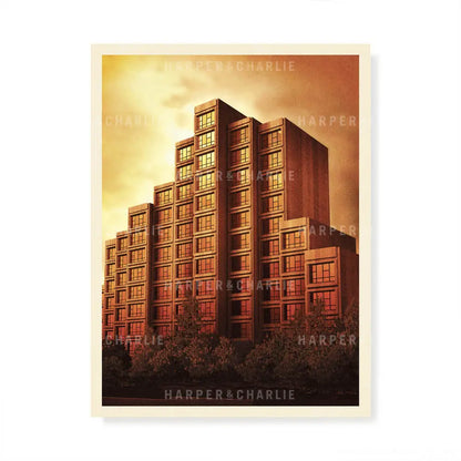 Sirius Building The Rocks Sydney orange sky colour print by Harper and Charlie