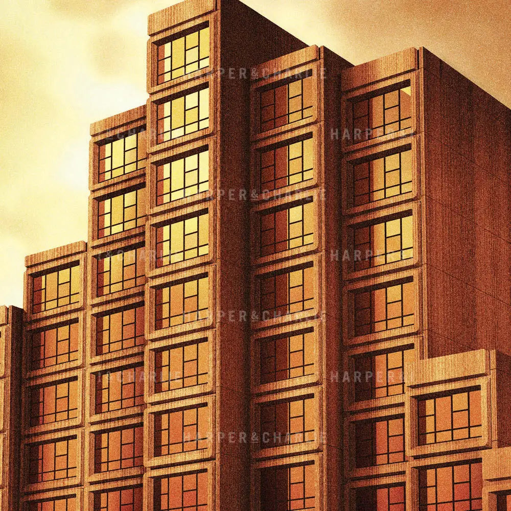 Sirius Building The Rocks Sydney orange sky closeup view