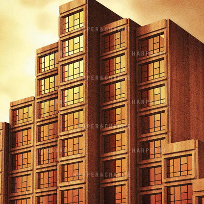 Sirius Building The Rocks Sydney orange sky closeup view