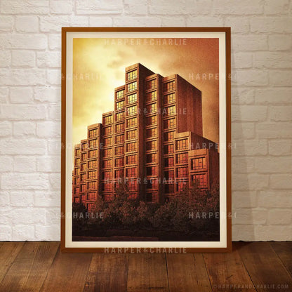 Sirius Building The Rocks Sydney orange sky colour poster