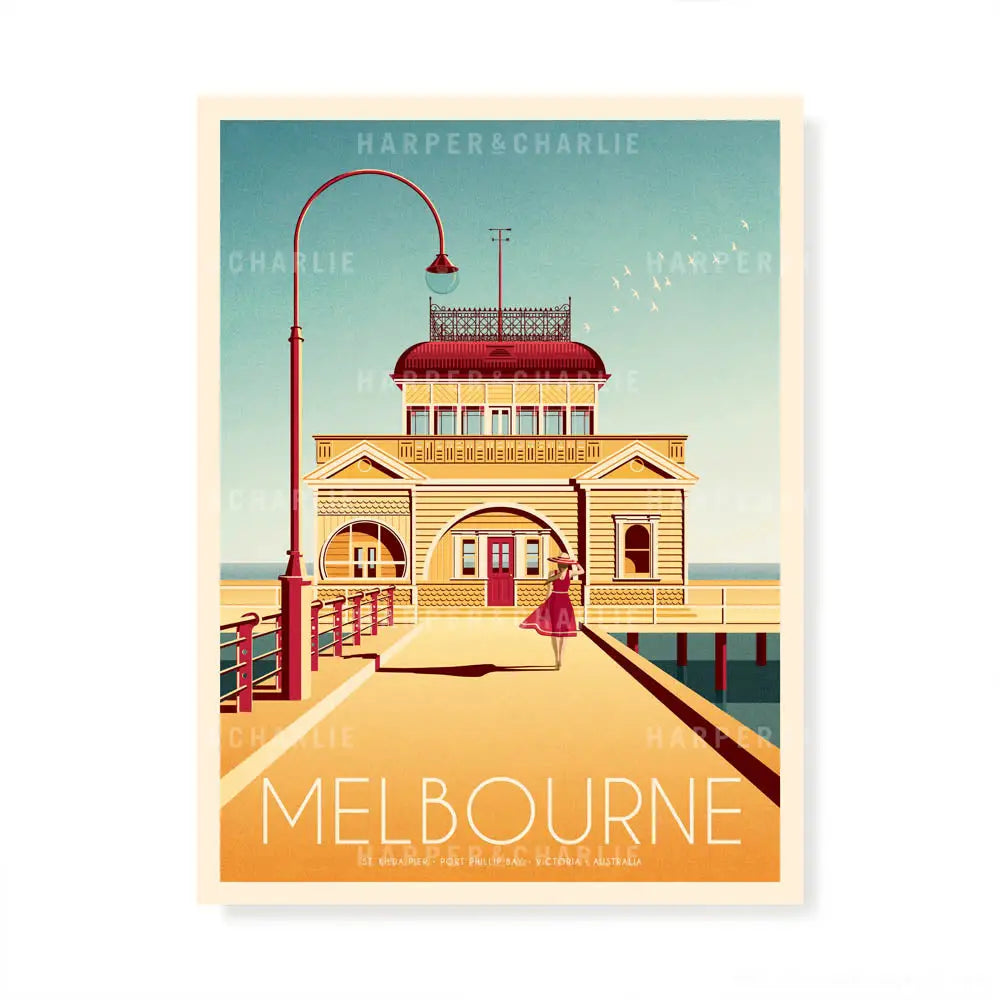 St Kilda Pier Melbourne colour print by Harper and Charlie