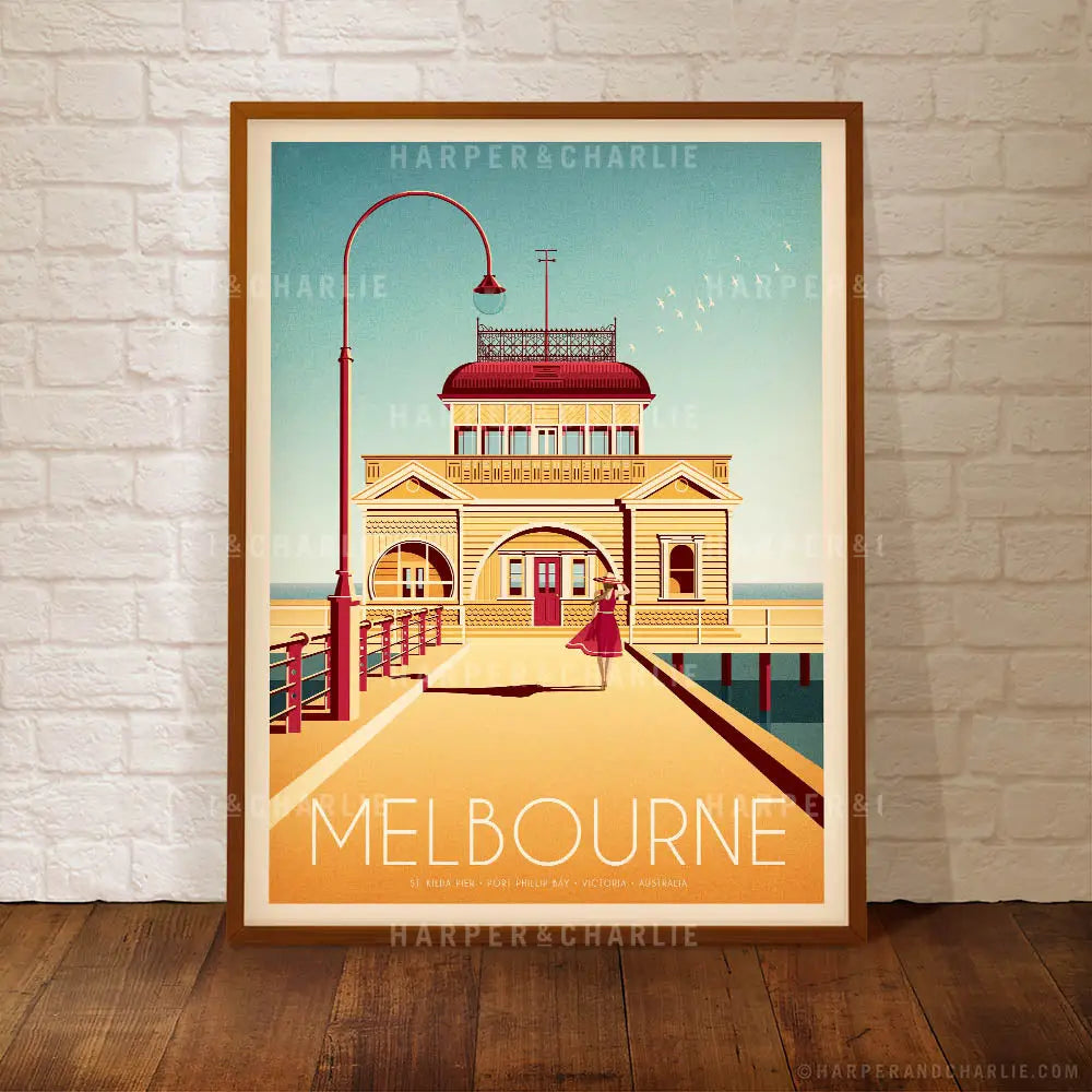 St Kidla Pier, Melbourne colour poster by Harper and Charlie