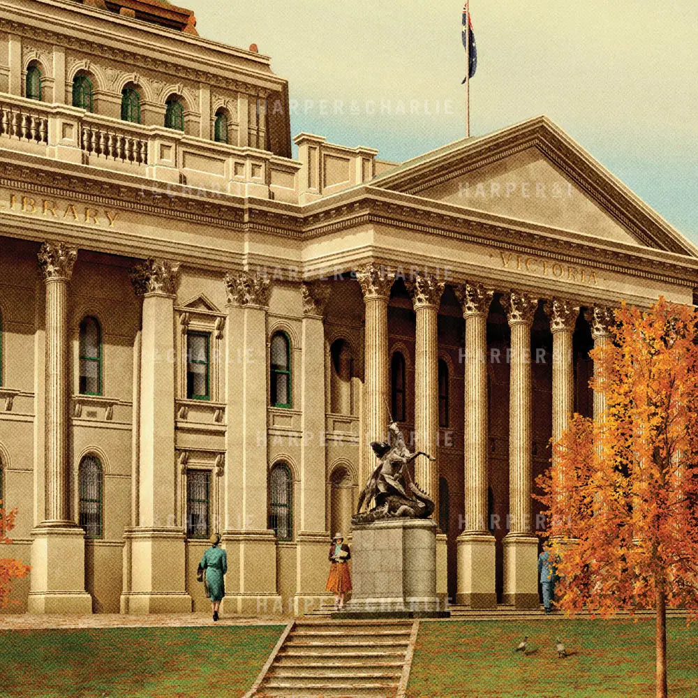 State Library Victoria Colour Print Close up View by Harper and Charlie