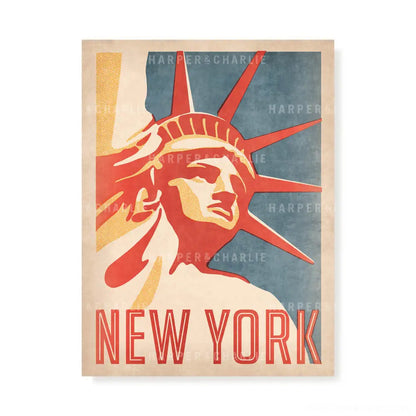 Statue of Liberty, New York Colour Print Blue Sky by Harper and Charlie
