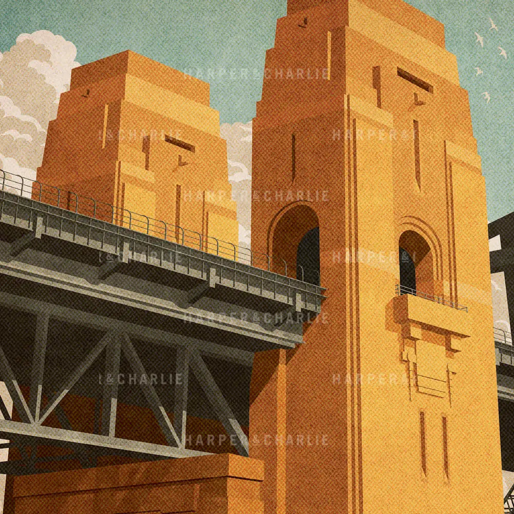Sydney Harbour Bridge Colour Print Close Up View