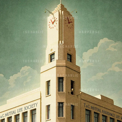 T and G Building Geelong colour print close up view