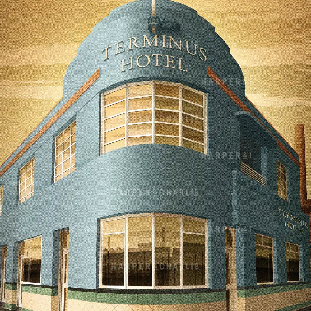 Terminus Hotel, Abbotsford Melbourne print by Harper and Charlie