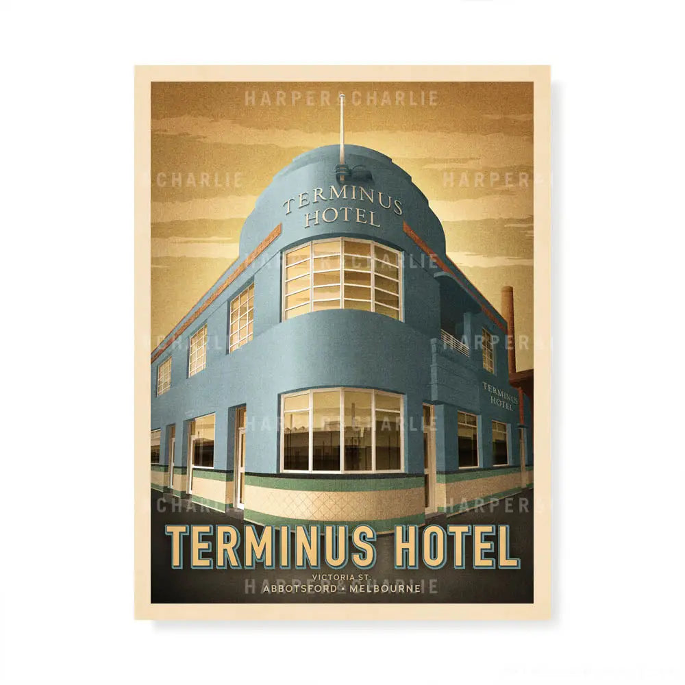 Terminus Hotel, Abbotsford Melbourne print by Harper and Charlie