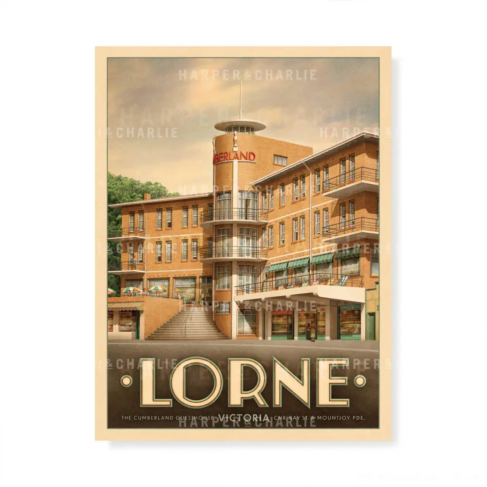 Colour print of the old Cumberland Guesthouse in Lorne, Victoria