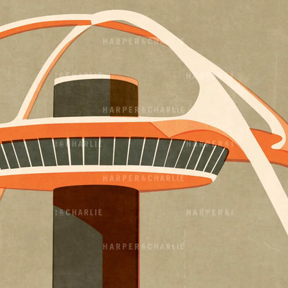 The Theme Building, Los Angeles International Airport LAX Colour Print Close Up View