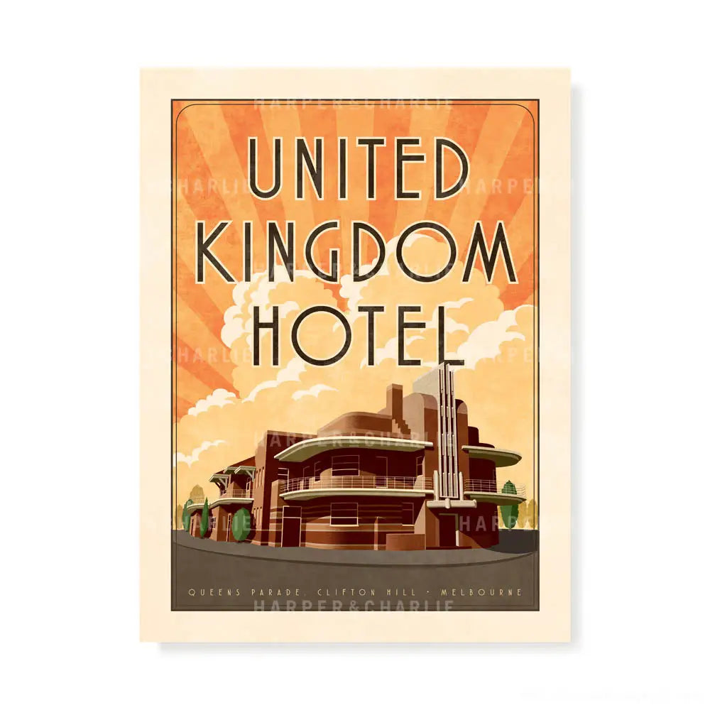 United Kingdom Hotel Clifton Hill Melbourne print by Harper and Charlie