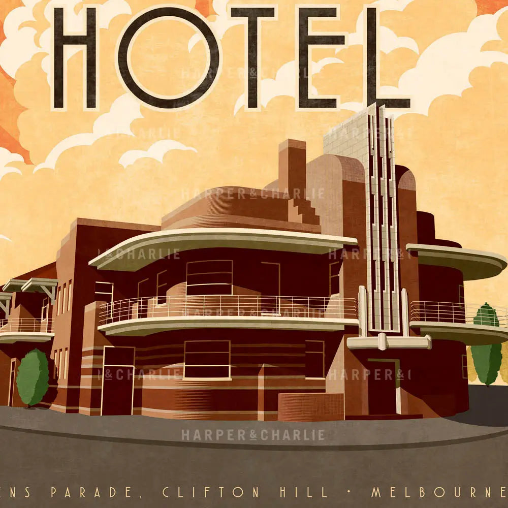 United Kingdom Hotel Clifton Hill Melbourne print close up view