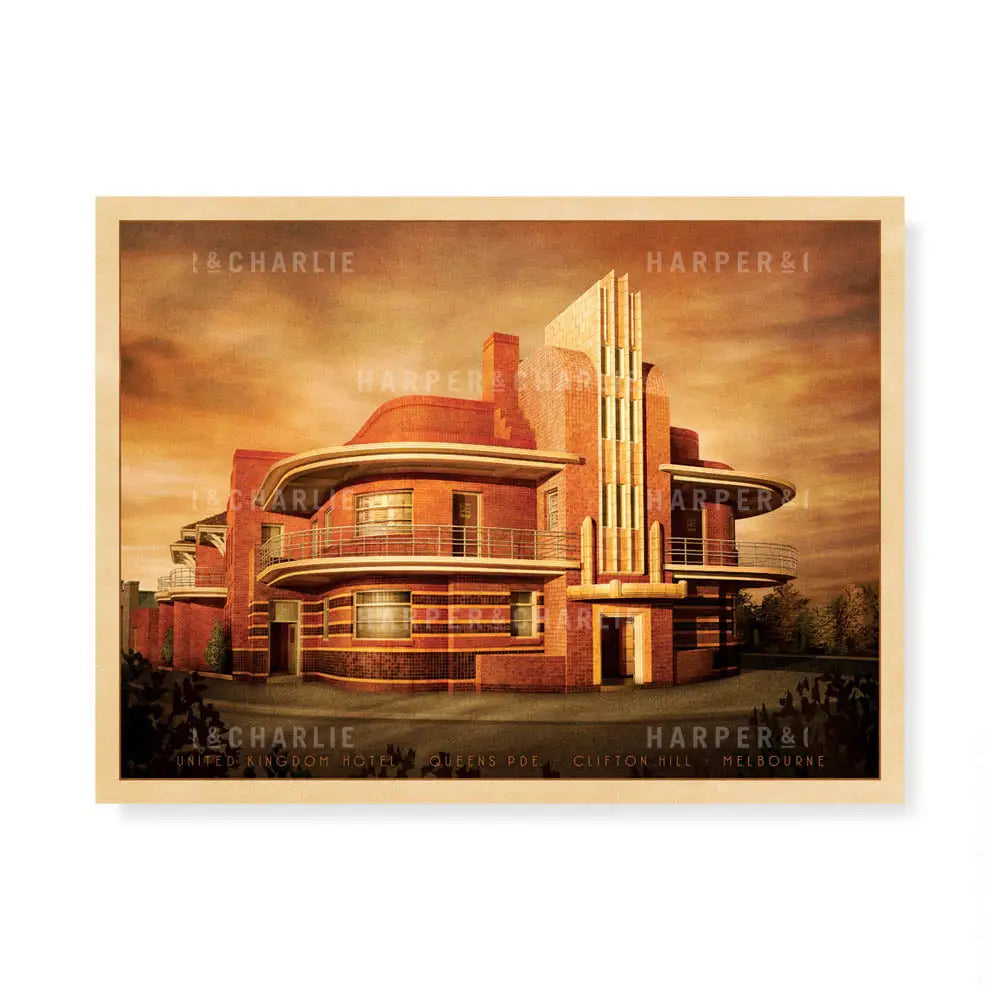 United Kingdom Hotel Clifton Hill Colour Melbourne Print Landscape by Harper and Charlie