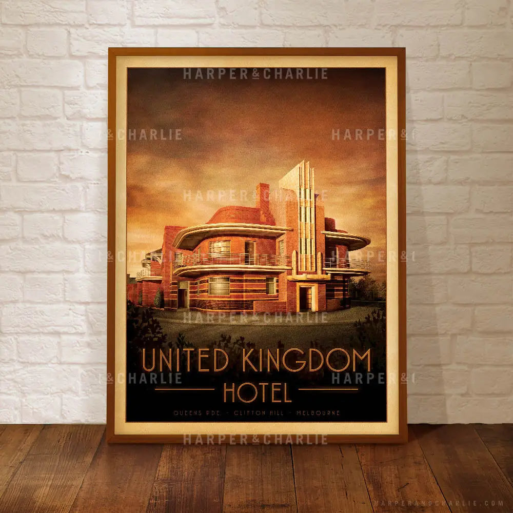 United Kingdom Hotel, Clifton Hill Portrait Colour Melbourne Print Framed