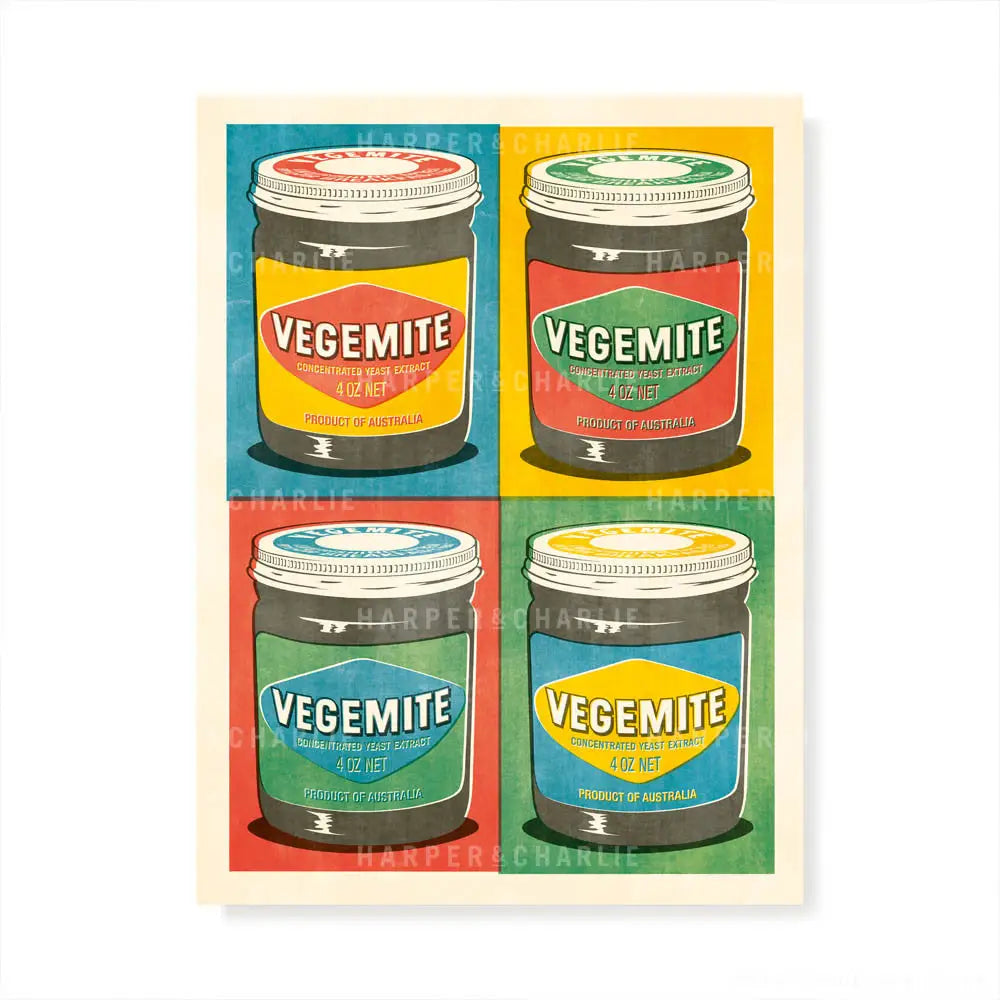 Vegemite Multiple Pop Art Colour Print by Harper and Charlie